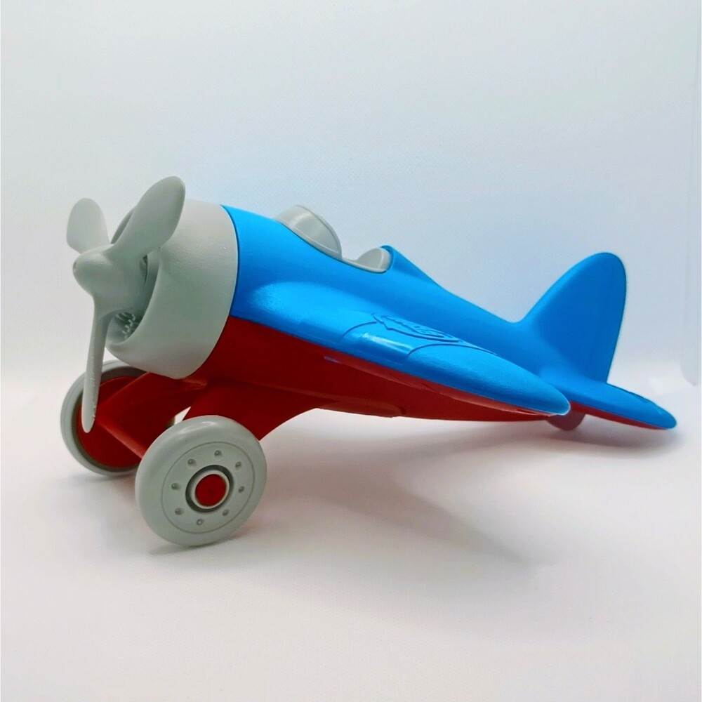 Green Toys 9” Blue Airplane with Propeller Wheels 100% Recycled Plastic Toy USA